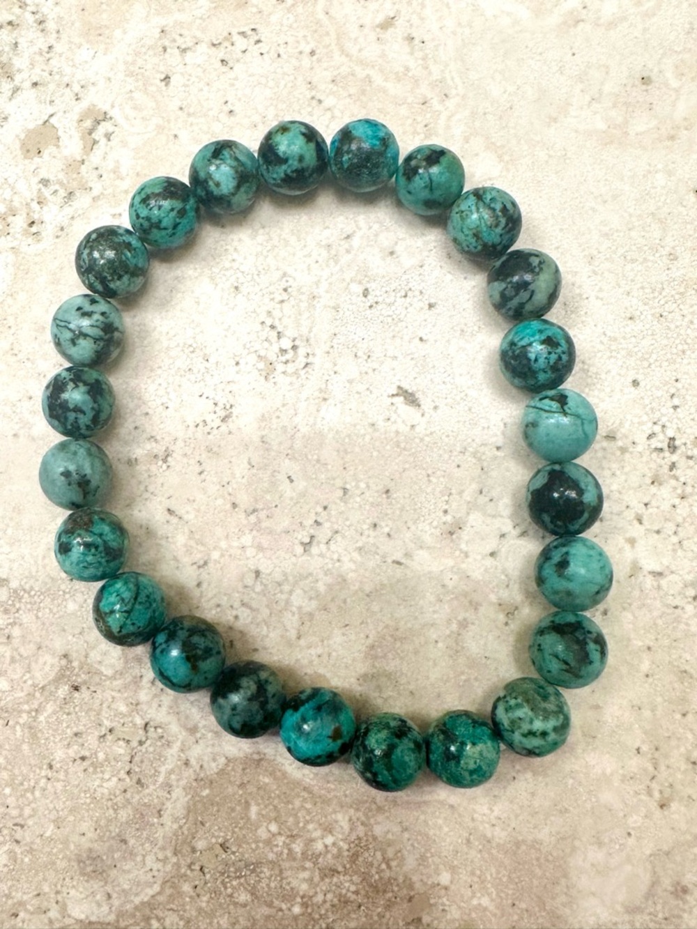 AFRICAN TURQUOISE Beaded Stretch Bracelet - Natural Gemstone